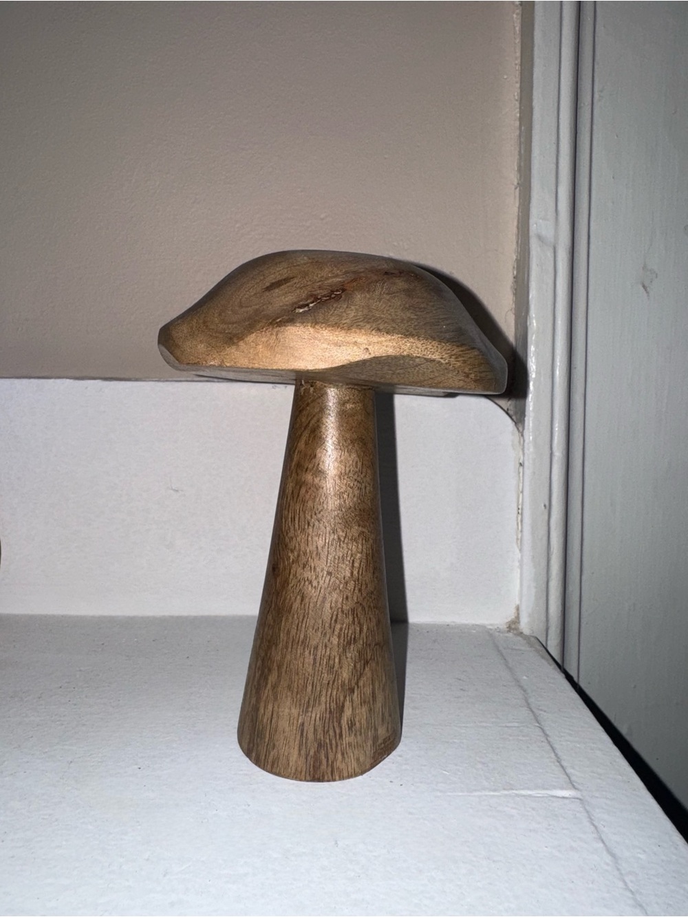 Handcrafted Small Wooden Mushroom - Natural Brown